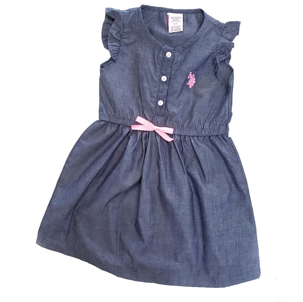 3T US Polo Assn Cotton Sleeveless Denim Dress